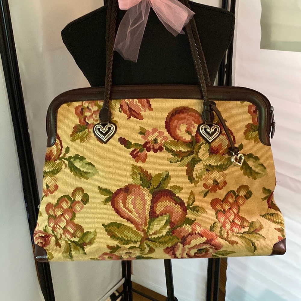 Brighton carpet bagger bag with brown leather